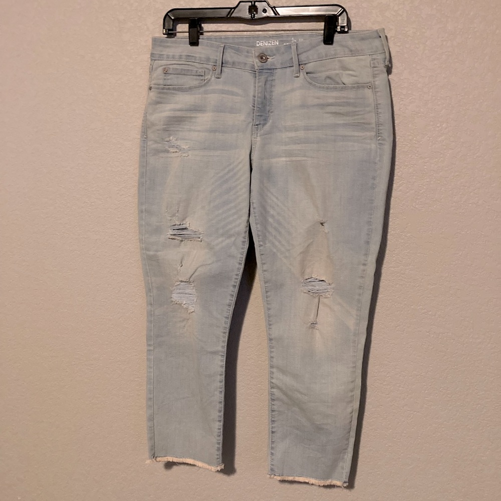 Denizen Distressed Cropped Low Rise Jeans